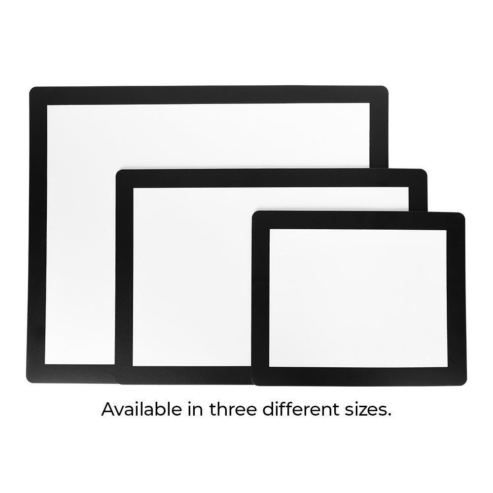19.5 x 13.125 in Black  Counter Mat with Side Insert Displayed Size Differences
