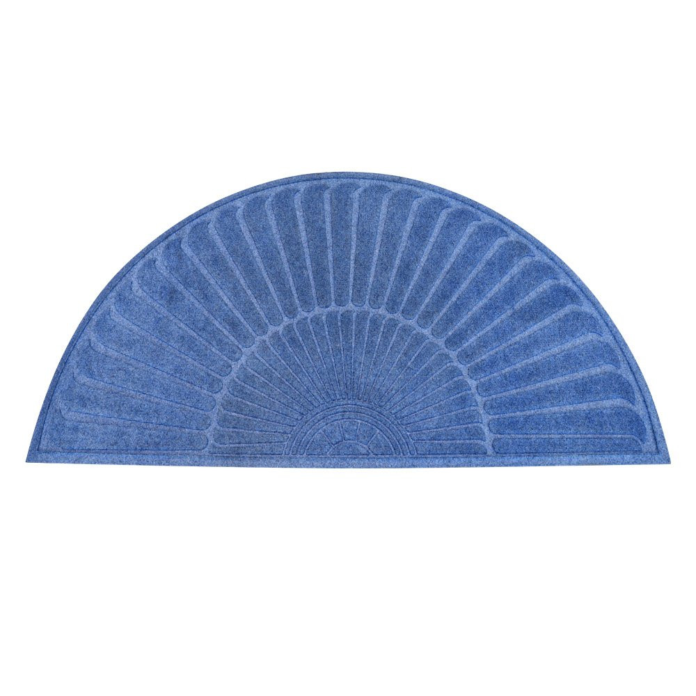Blue Half Oval WaterGuard Indoor/Outdoor Rubber Entrance Mat