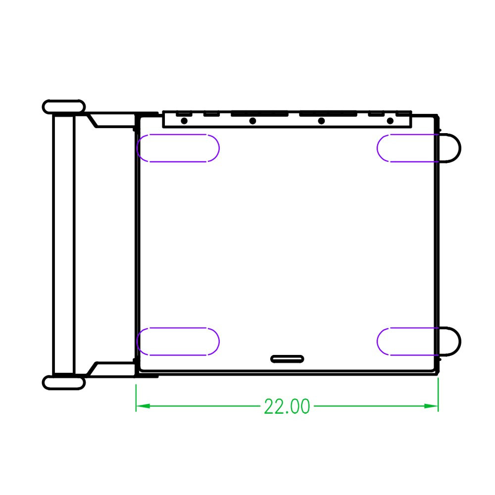 Top view diagram and measurements of Model HC310 Small Fill Cart - 18-3/4W x 32-3/4H x 22D