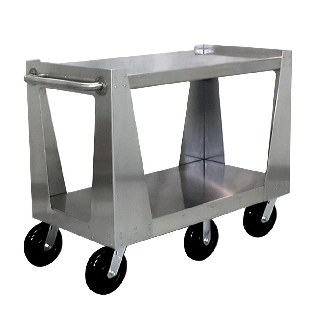 Utility Transporter w/ 2 shelves, open sides, push bars & Aubin wheels
