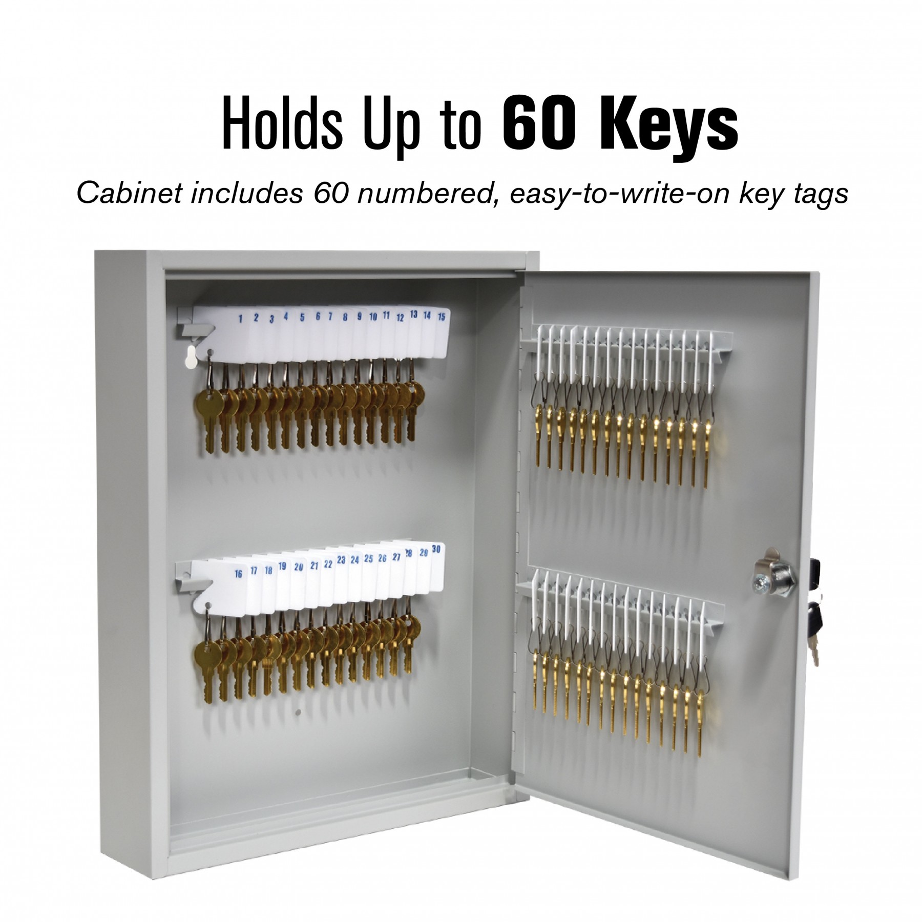 Single Lock Fort Knox™ Key Cabinet - 60 Key Capacity - Keyed Differently - Holds up to 60 keys 