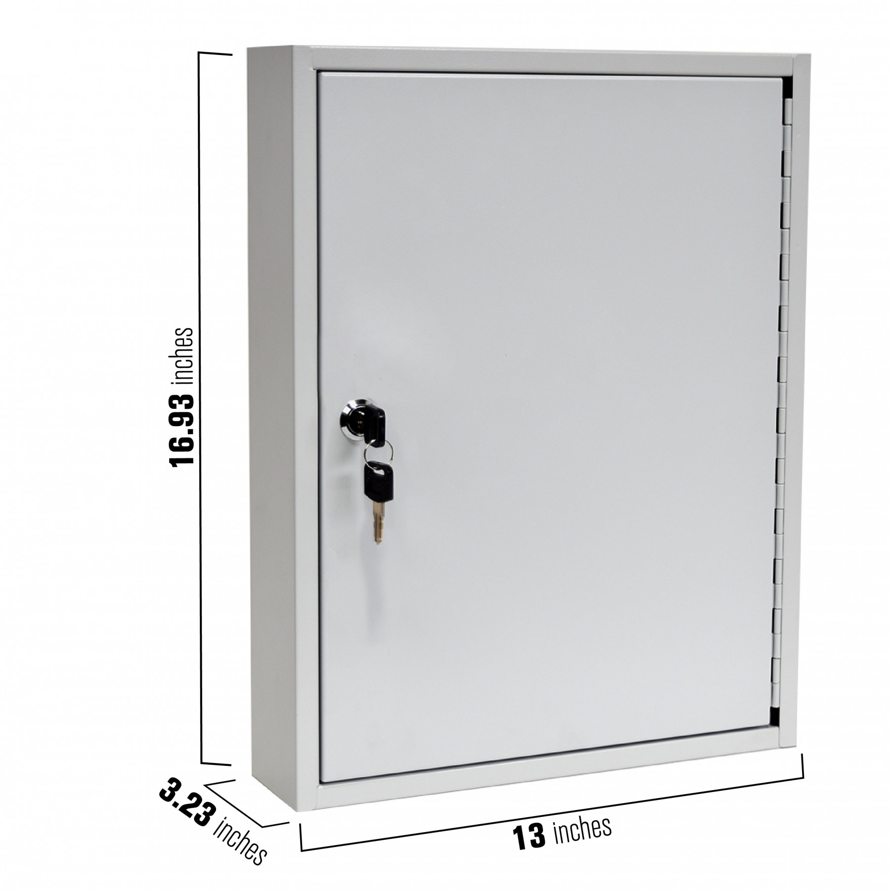 Single Lock Fort Knox™ Key Cabinet - 60 Key Capacity - Keyed Differently - Dimensions