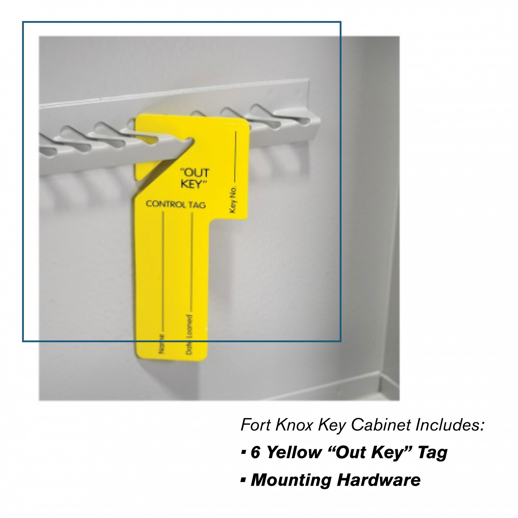 Single Lock Fort Knox™ Key Cabinet - 60 Key Capacity - Keyed Differently - yellow out key
