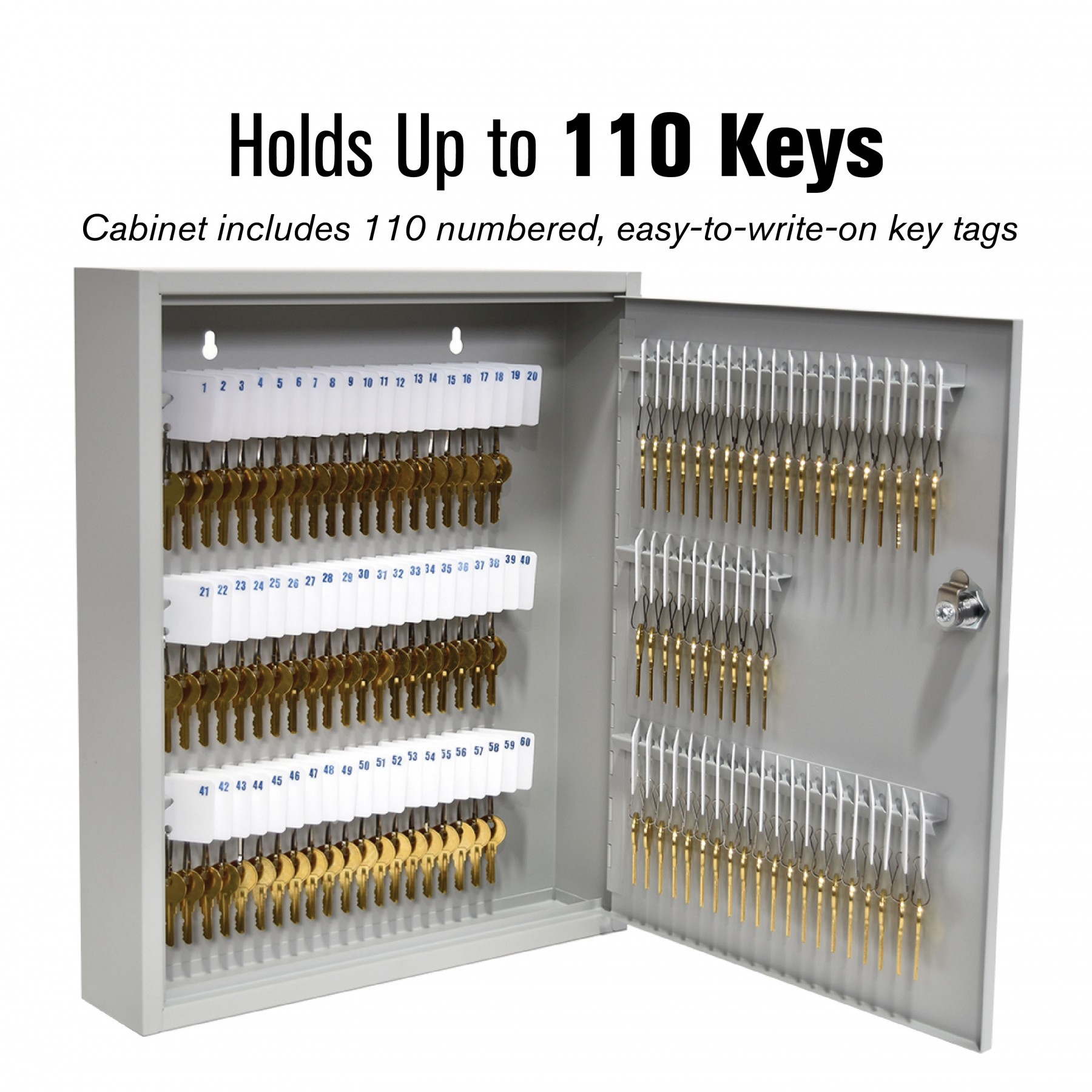 Single Lock Fort Knox™ Key Cabinet - 110 Key Capacity - Keyed Differently - Holds up to 110 Keys