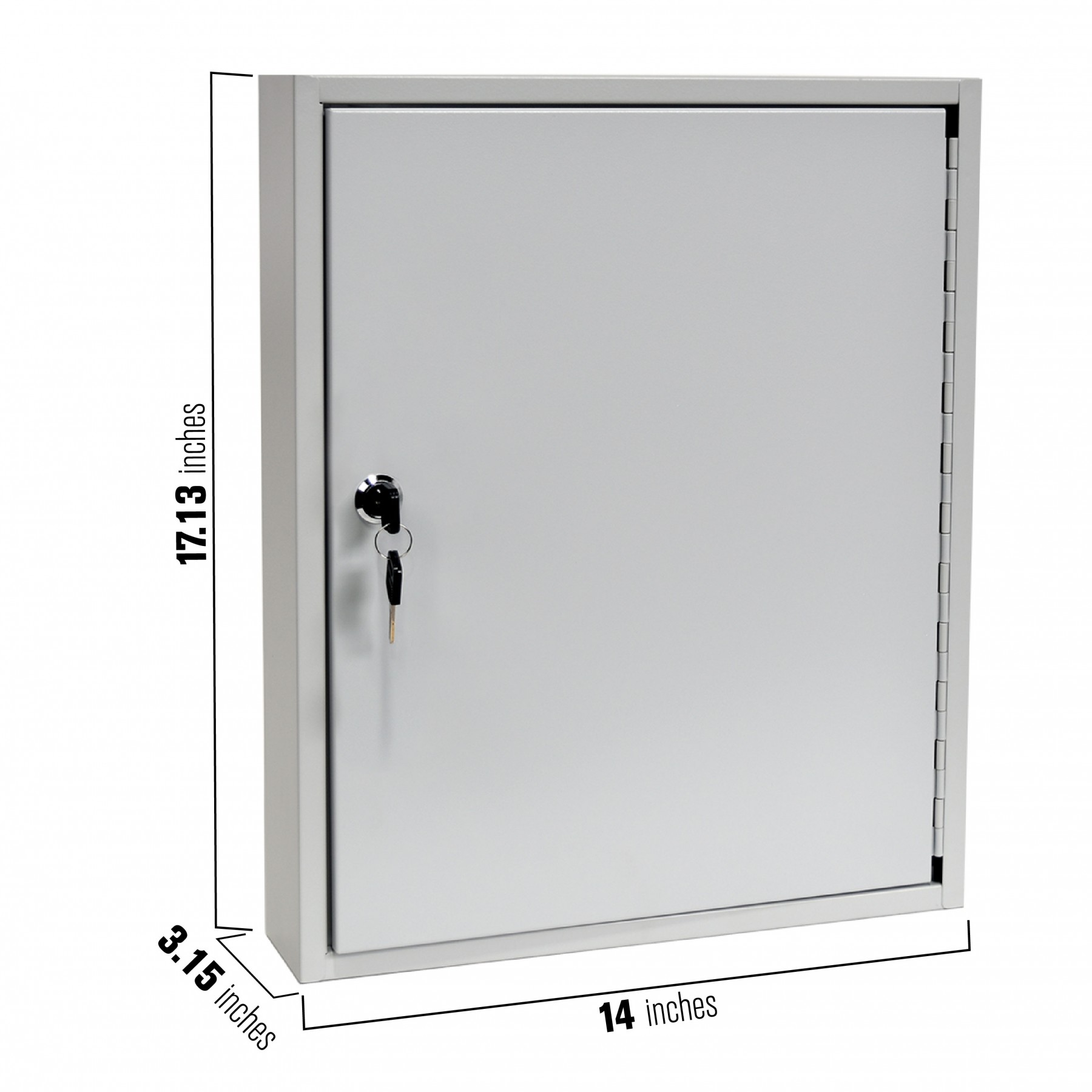 Single Lock Fort Knox™ Key Cabinet - 110 Key Capacity - Keyed Differently - Dimensions