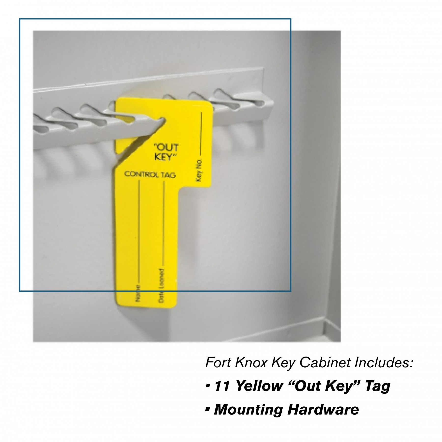 Single Lock Fort Knox™ Key Cabinet - 110 Key Capacity - Keyed Differently - yellow out key