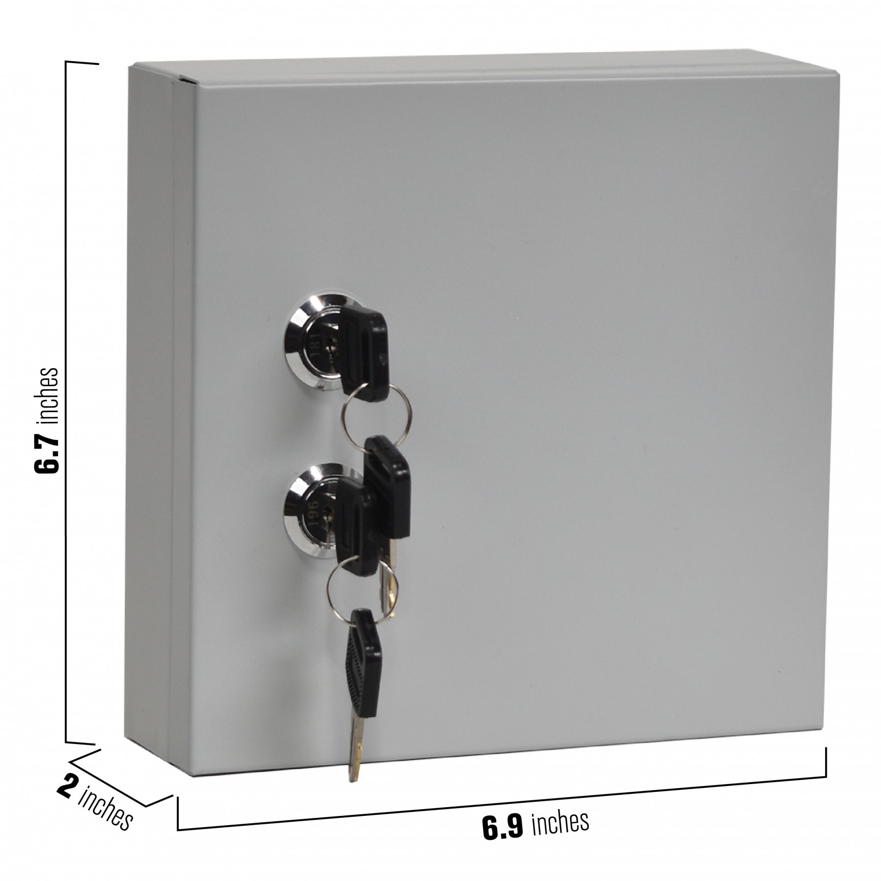 Dual Lock Fort Knox™ Key Cabinet - 10 Key Capacity - Keyed Differently - Dimensions