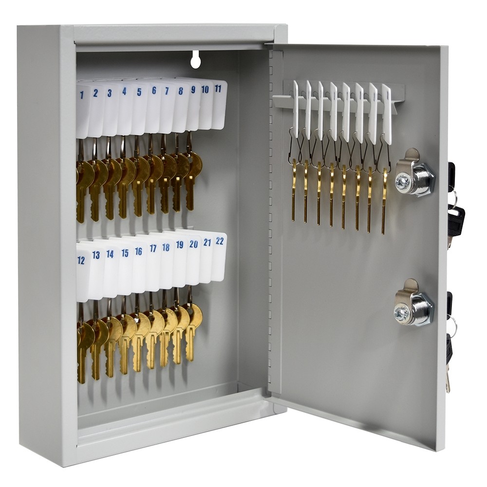 Dual Lock Fort Knox™ Key Cabinet - 30 Key Capacity - Keyed Differently - open door
