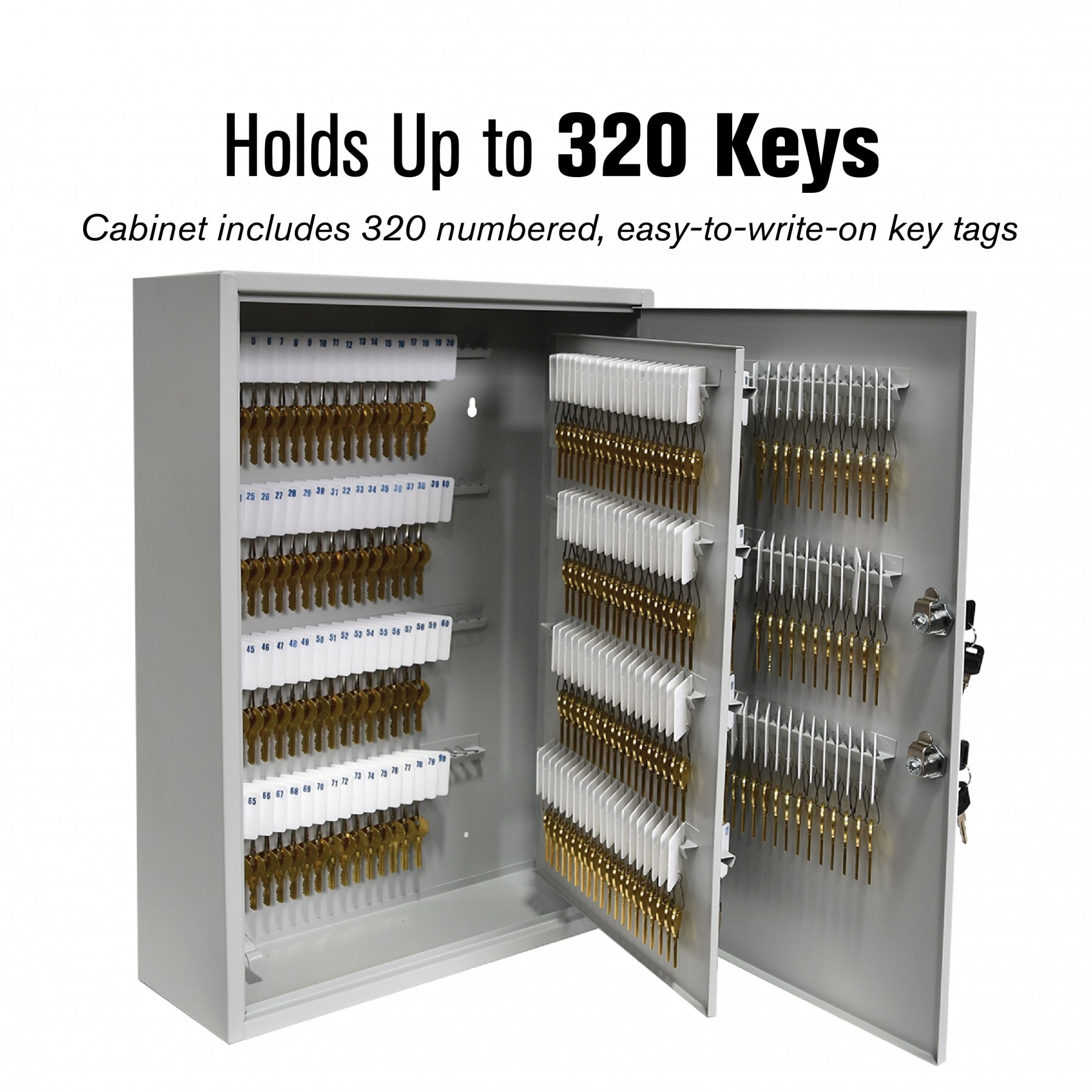Dual Lock Fort Knox™ Key Cabinet - 320 Key Capacity - Keyed Differently - holds up to 320 keys