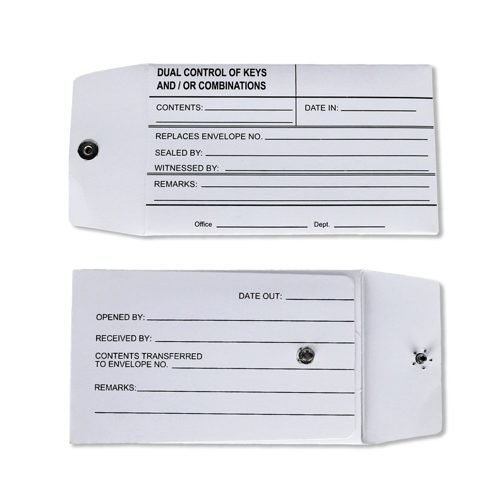  5W x 3H White Dual Control of Keys and/or Combination Envelopes With Permanent Lock