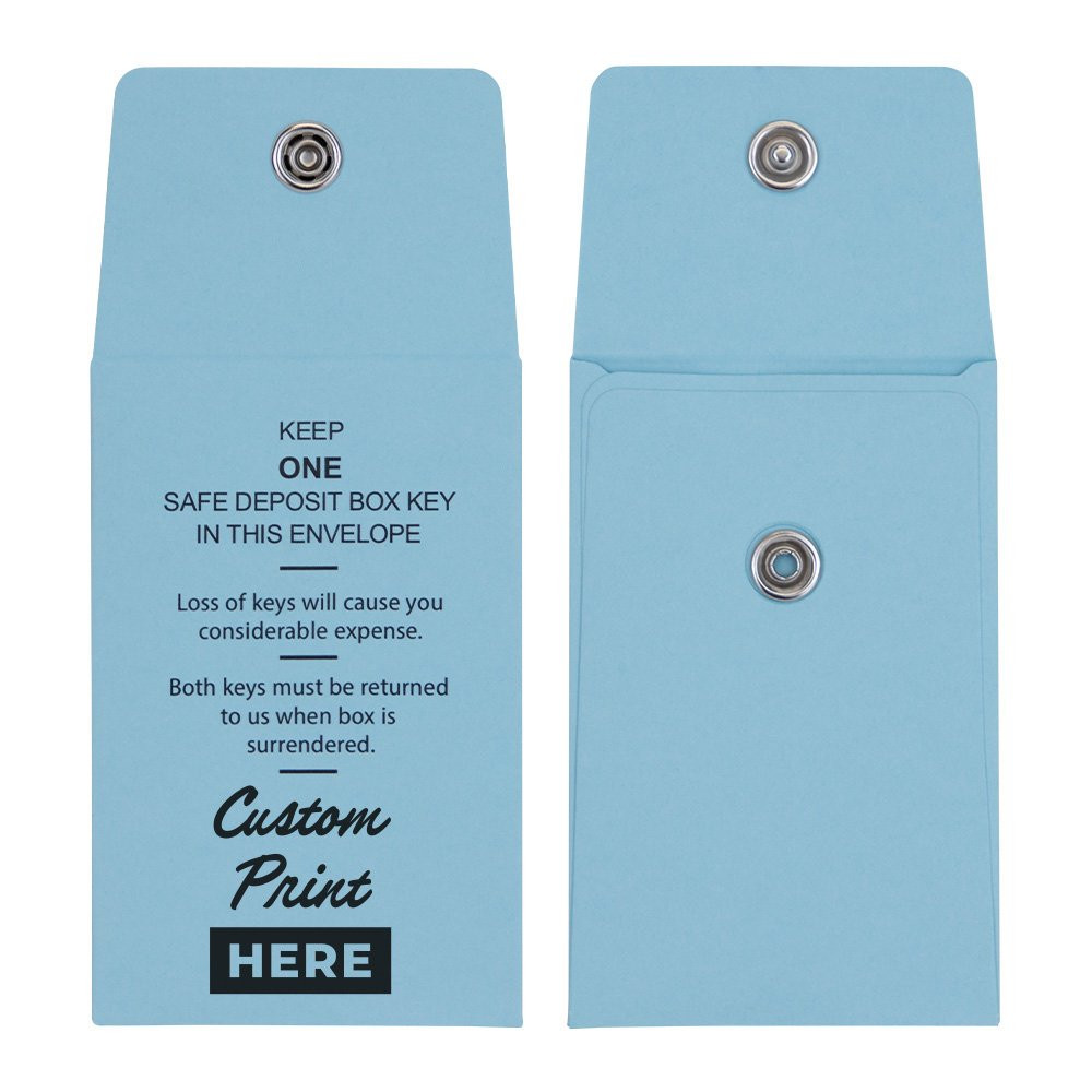 Blue Custom Snap Lock Key Envelope Shown With Imprint