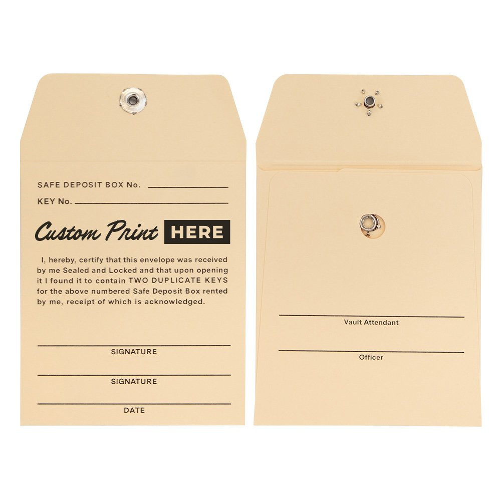 Custom Key Envelopes 3W x 3-1/2H | Permanent Lock Style - Made to Order front and back