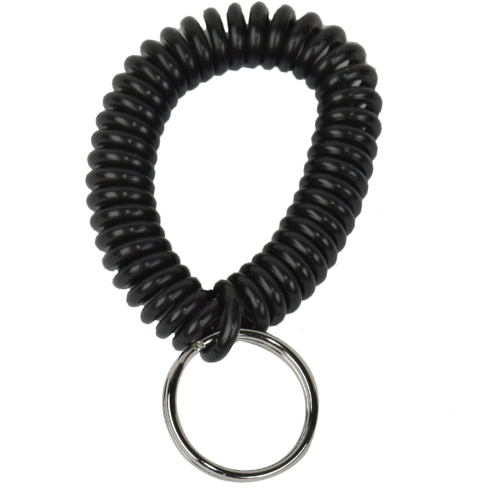 Black Wrist Coil w/Split Key Ring - Each