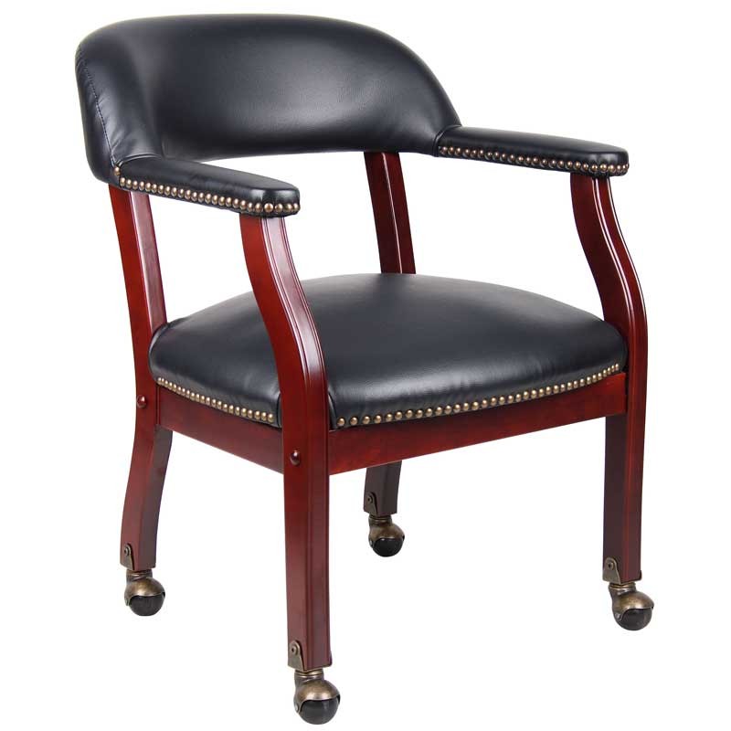 black Captains Guest Arm Chair with casters