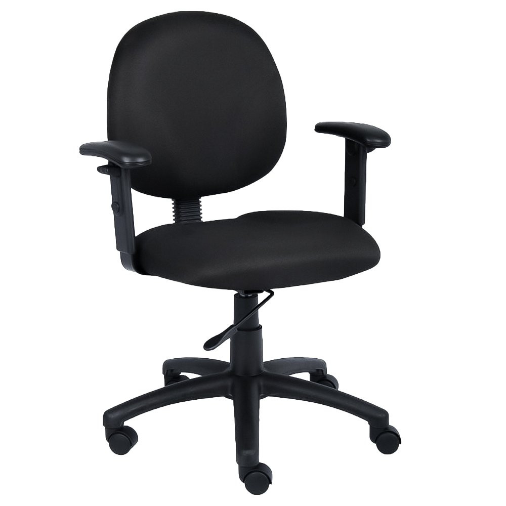 Black Ergonomic Task Chair Shown With Adjustable Arms