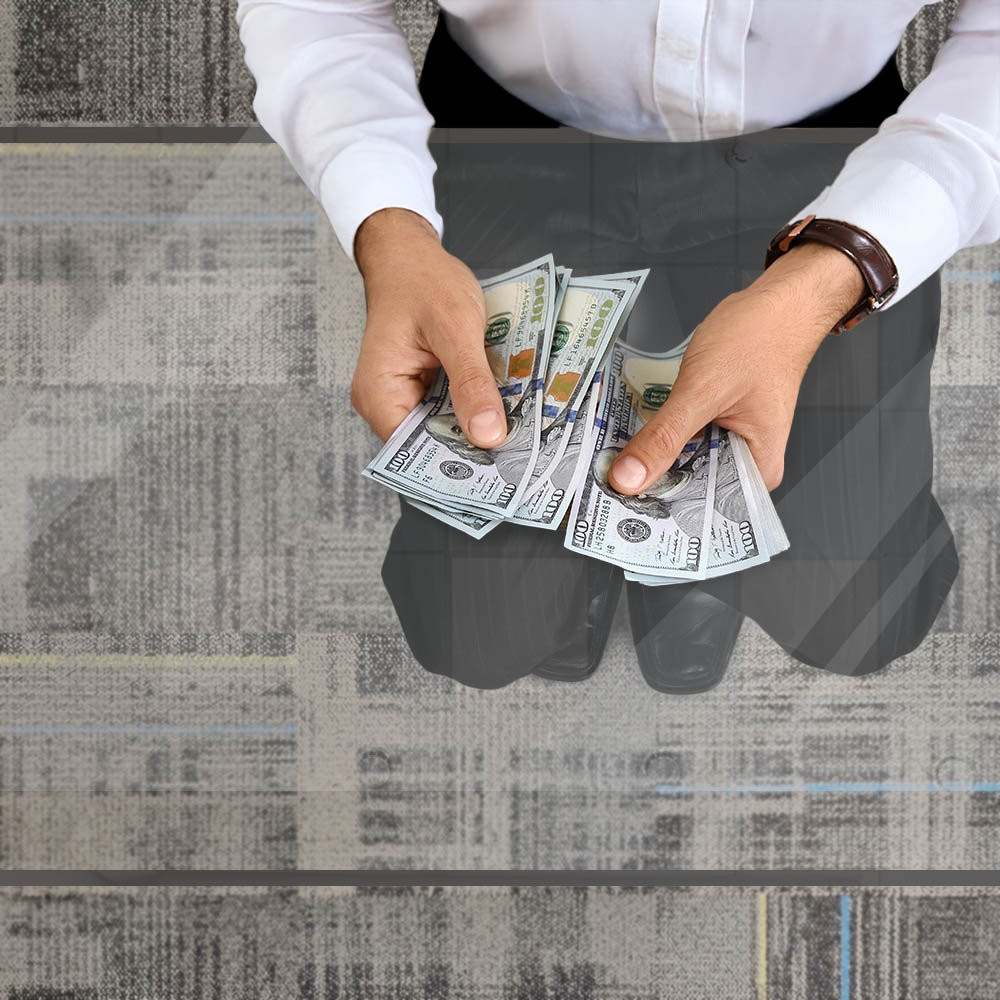 3W ft. x 8L ft. Clear Table w/ Adjustable Height | Transparent Casino Count Room Table - In use