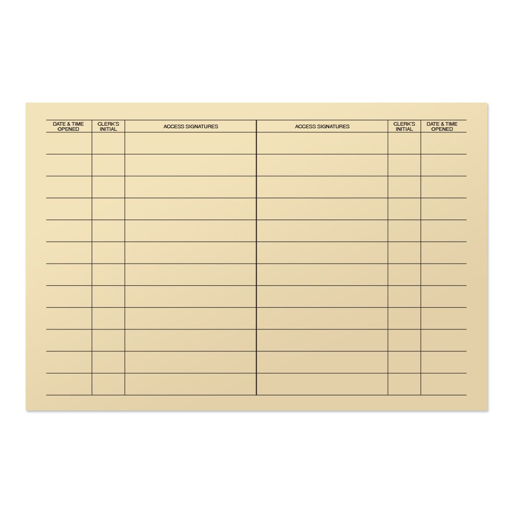 Safe Deposit Access Cards Displaying Back