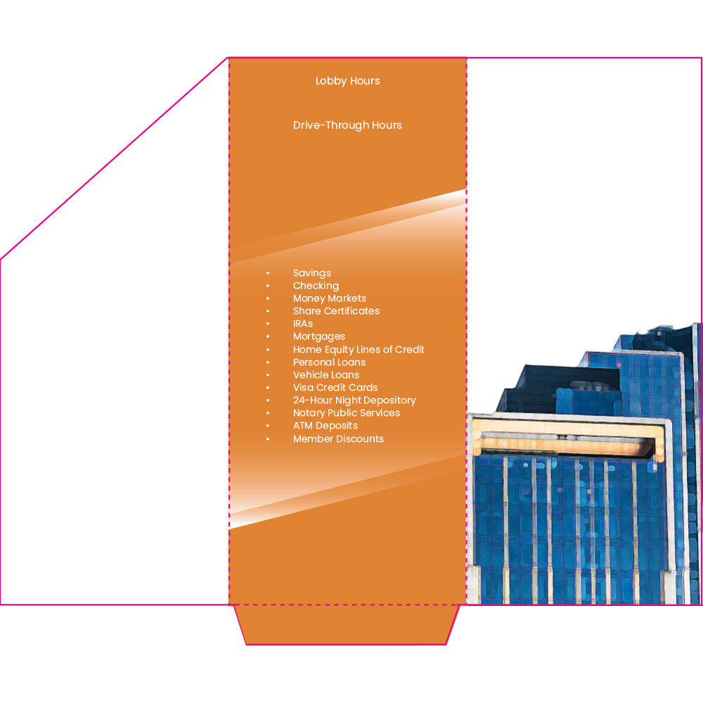 New Accounts Pocket Folder - 100# Cover Weight 4.357W x 10.125H - Made to Order - Orange