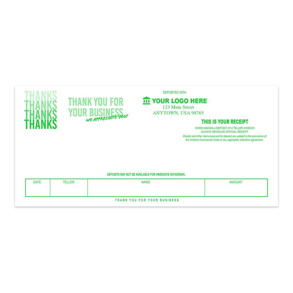 1-Color Thank You for Your Business Teller Receipts - 6W x 2-3/4H - 2500/pk