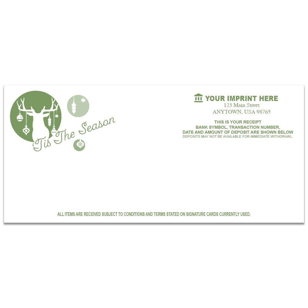 1-Color Deer Teller Receipts - 6W x 2-3/4H,banking supplies, teller window envelopes