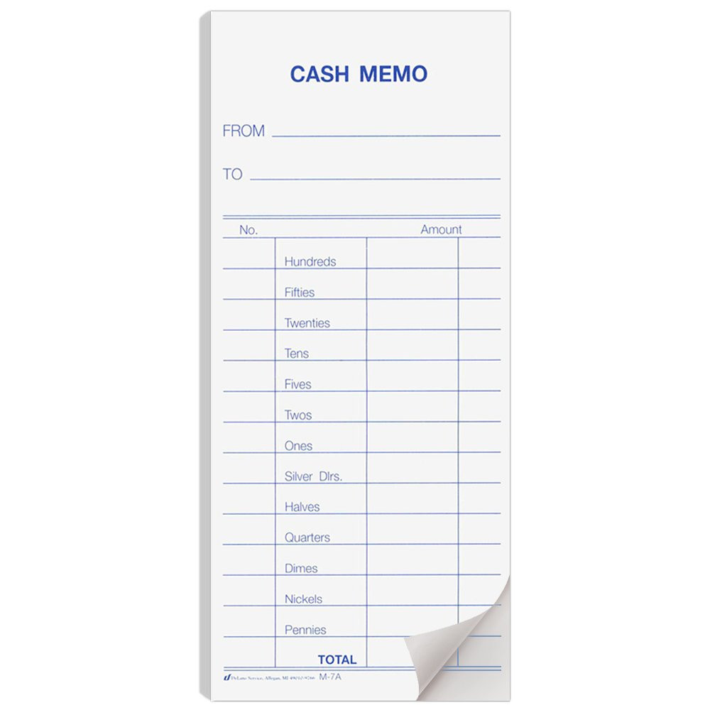 Cash Memo folded up at edge