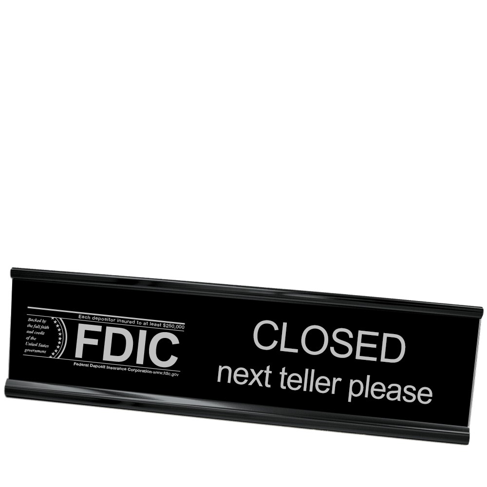 Desk Frame - Next Teller w/ FDIC - Black w/ Silver - Black Frame - 10W x 2H