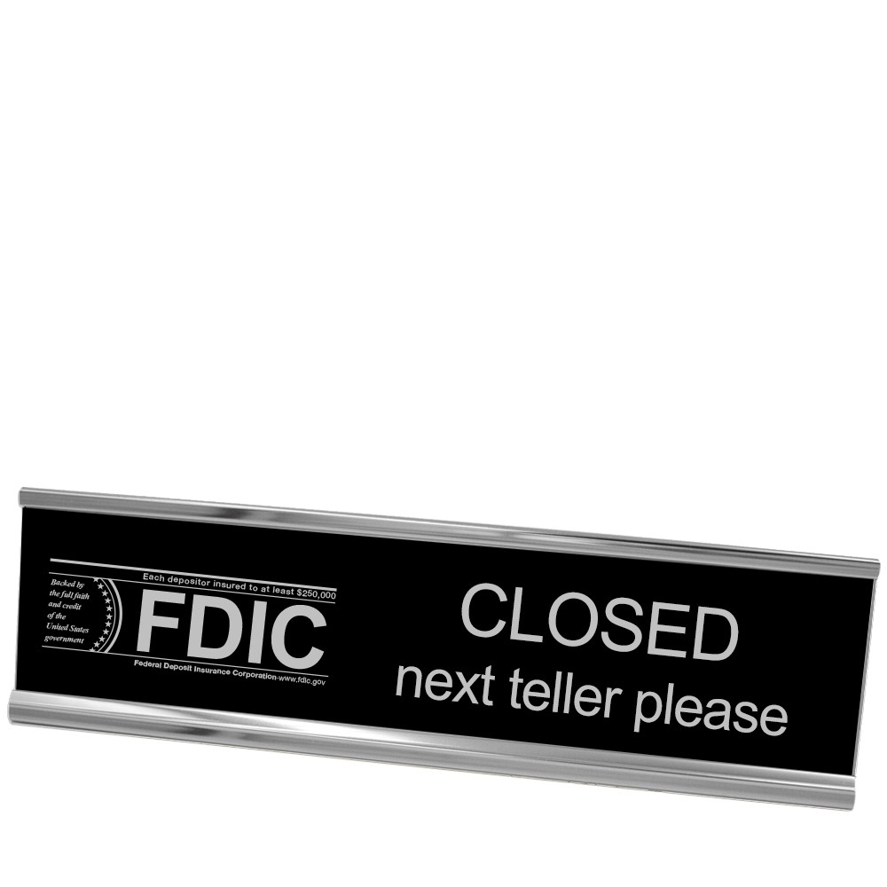 Desk Frame - Next Teller w/ FDIC - Black w/ Silver - Silver Frame - 10W x 2H