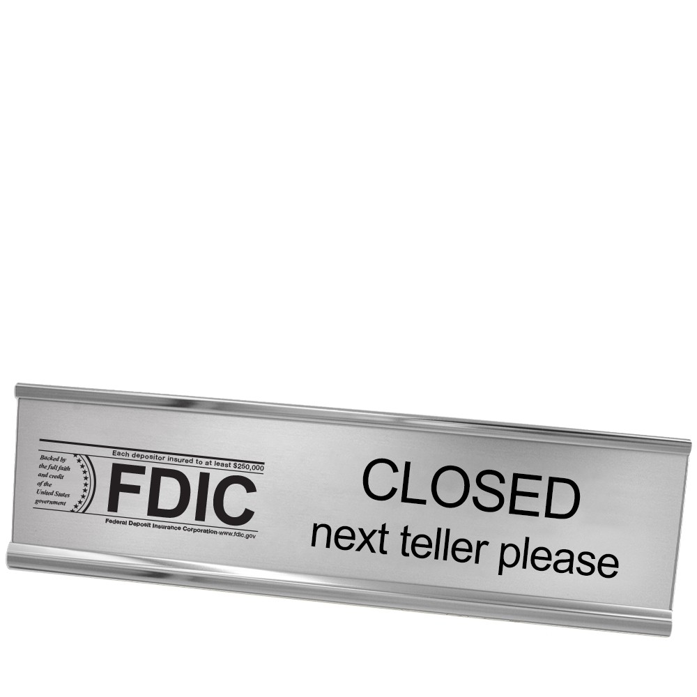 Desk Frame - Next Teller w/ FDIC - Silver w/ Black - Silver Frame - 10W x 2H 