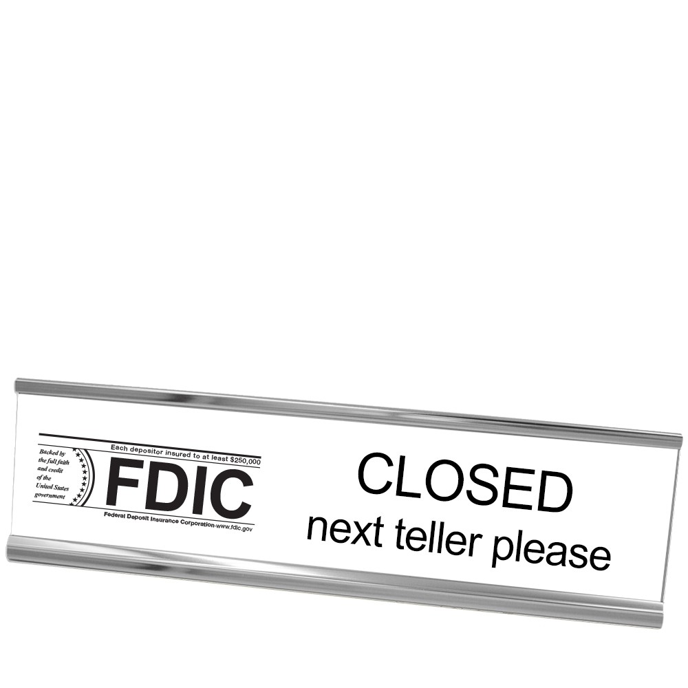 Desk Frame - Next Teller w/ FDIC - White w/ Black - Silver Frame - 10W x 2H
