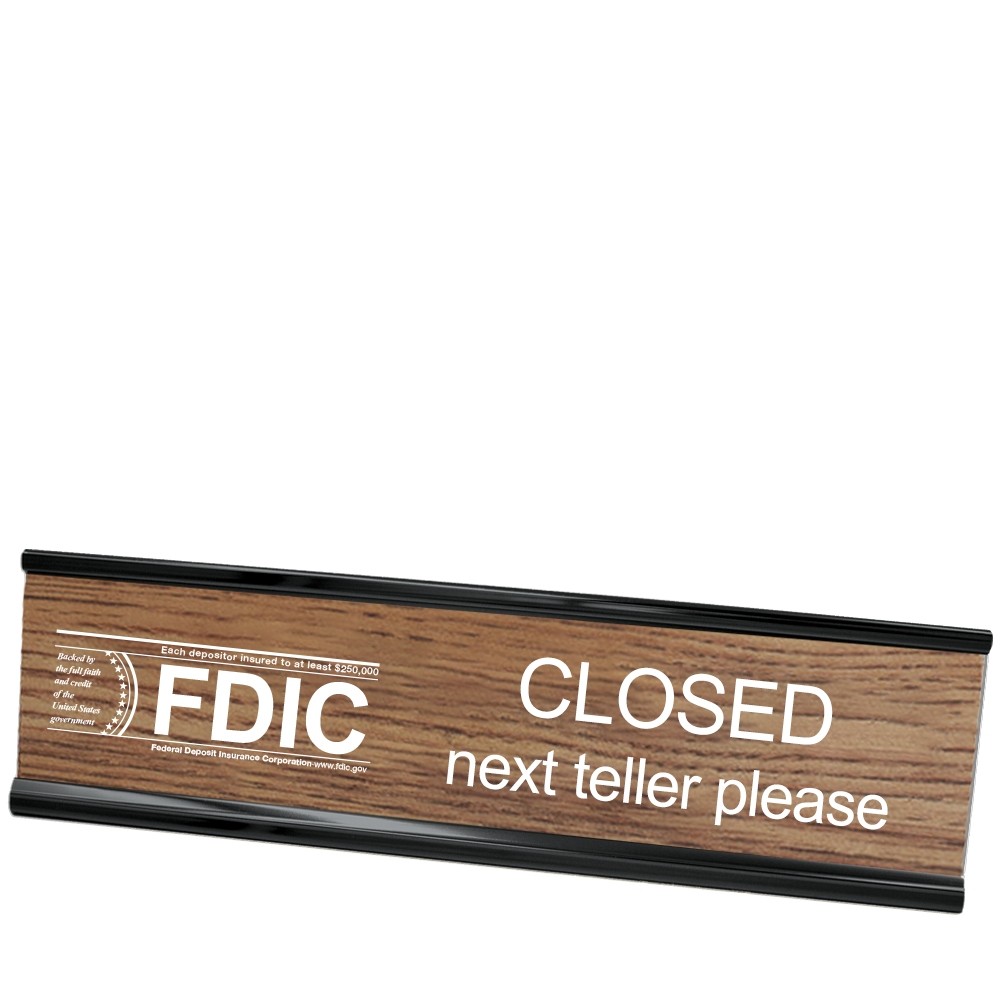 Desk Frame - Next Teller w/ FDIC - Walnut w/ White - Black Frame - 10W x 2H