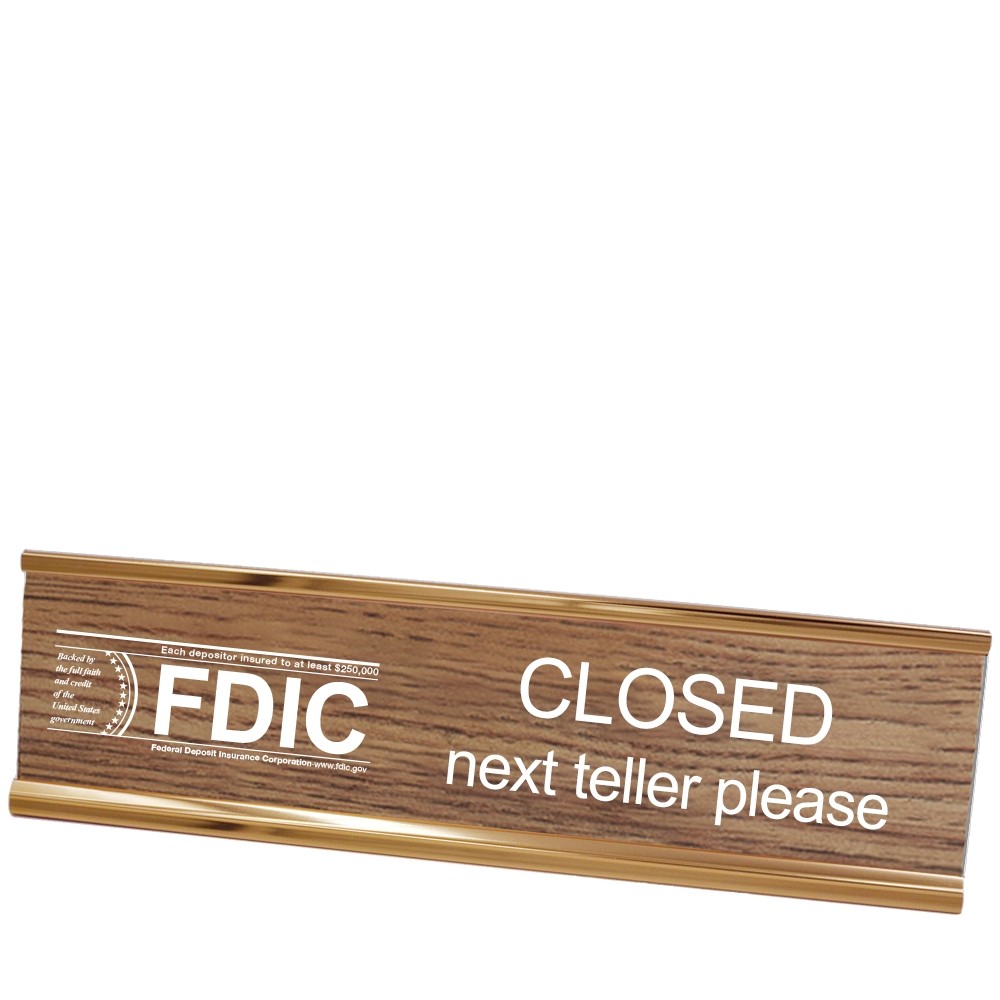 Desk Frame - Next Teller w/ FDIC - Walnut w/ White - Rose Gold Frame - 10W x 2H