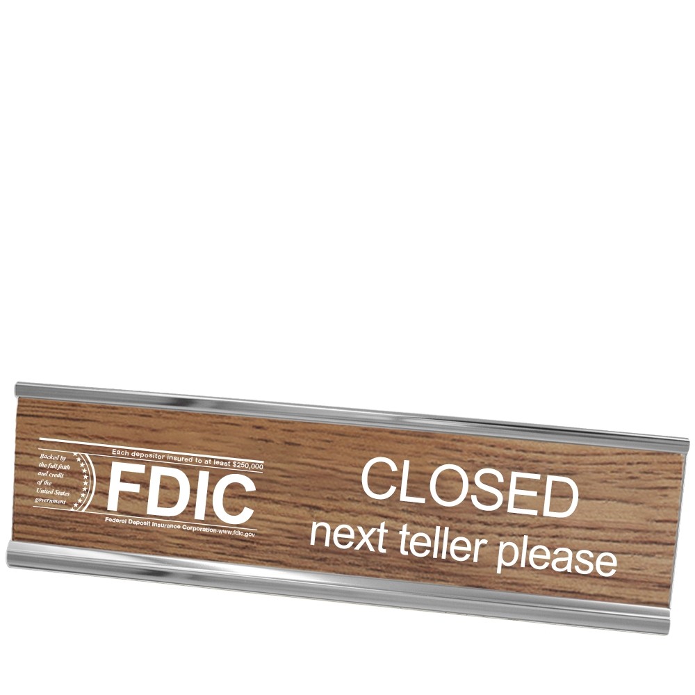 Desk Frame - Next Teller w/ FDIC - Walnut w/ White - Silver Frame - 10W x 2H