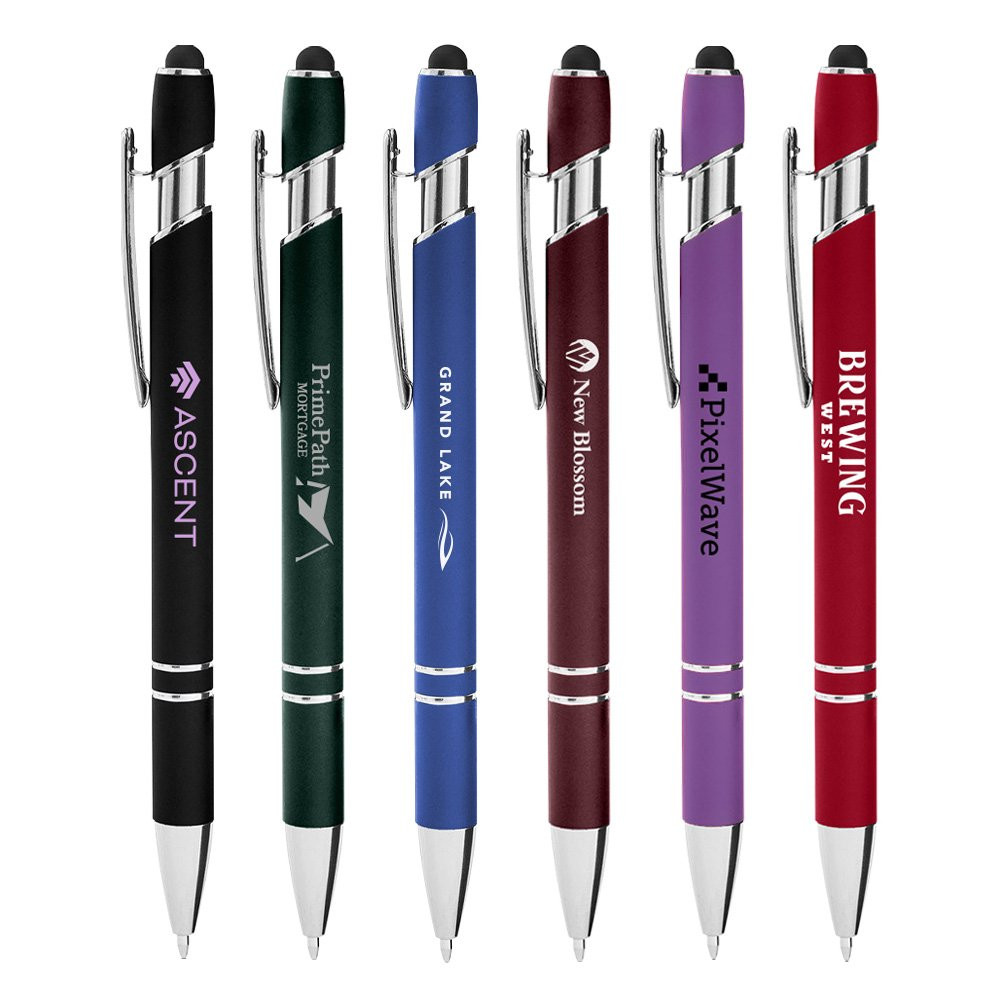 Custom Imprinted Alpha Soft Promotional Pens with Stylus