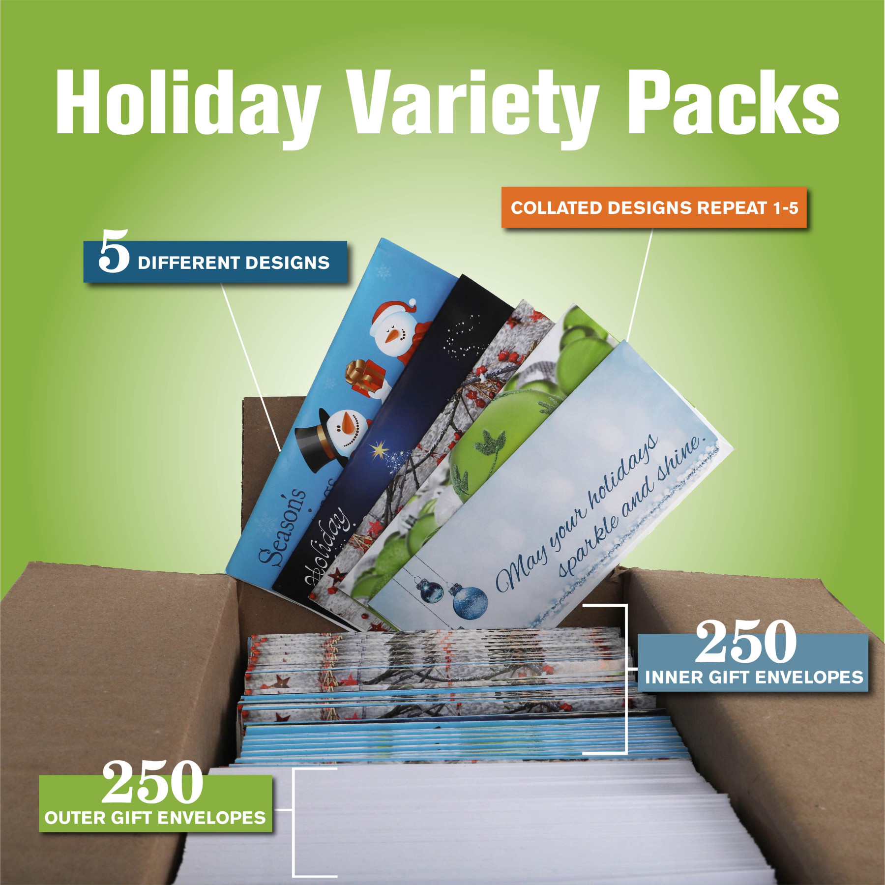 holiday variety pack - 5 different designs - collated design repeat 1-5 