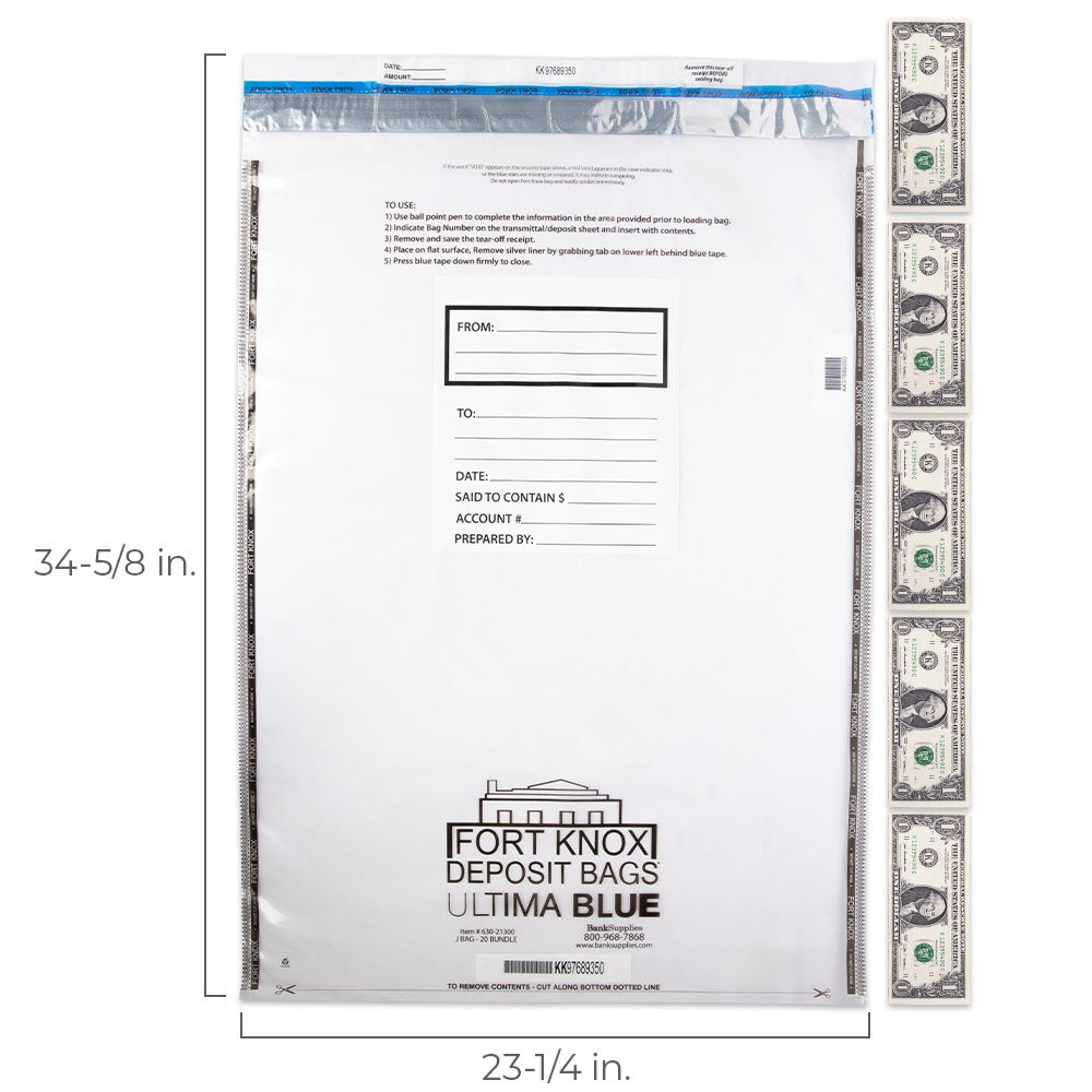 23-1/4W x 34-5/8H 20 Bundle Ultima Blue® Money Bags - J Bag