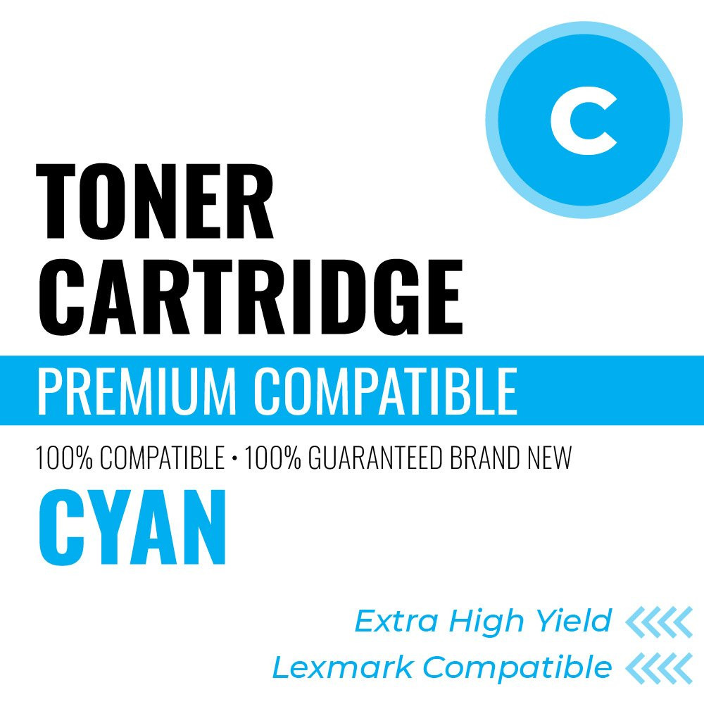 Lexmark LC544C Compatible Platinum Toner Color: Cyan, Extra High Yield: 4000 (Default)