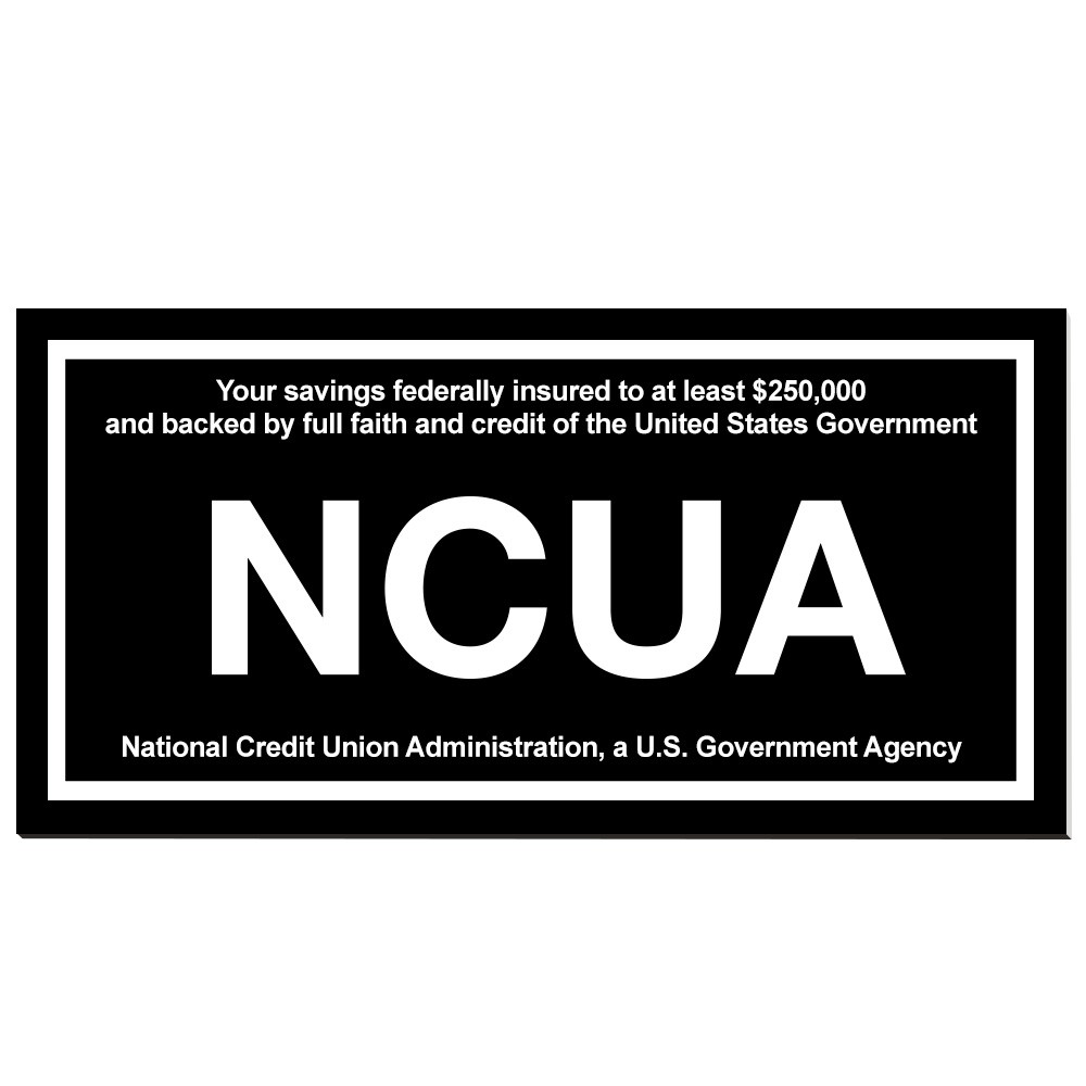 Wall Plate - NCUA - 8W x 4H - Black w/ White Text - Adhesive Tape