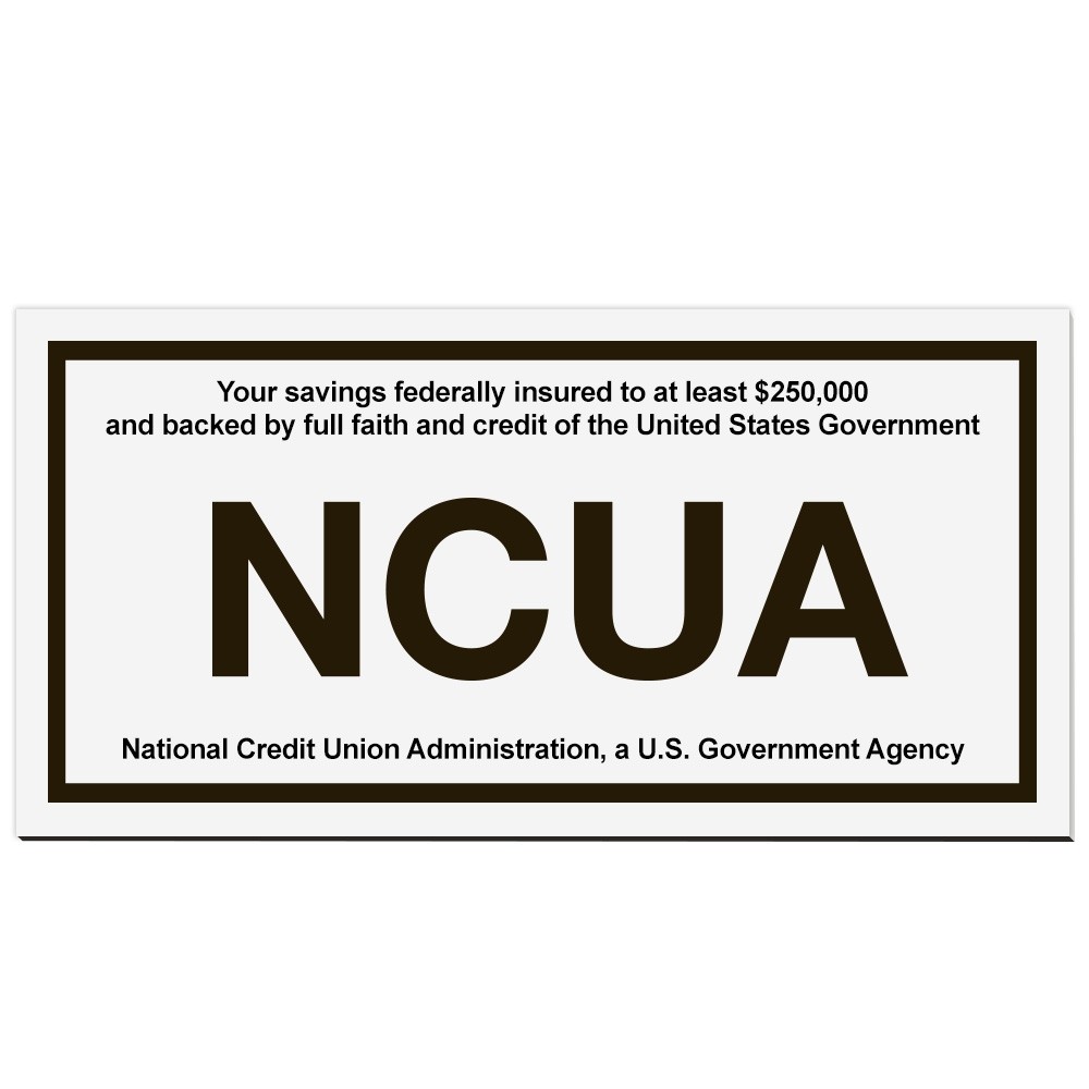 Wall Plate - NCUA - 8W x 4H - White w/ Black Text - Velcro®