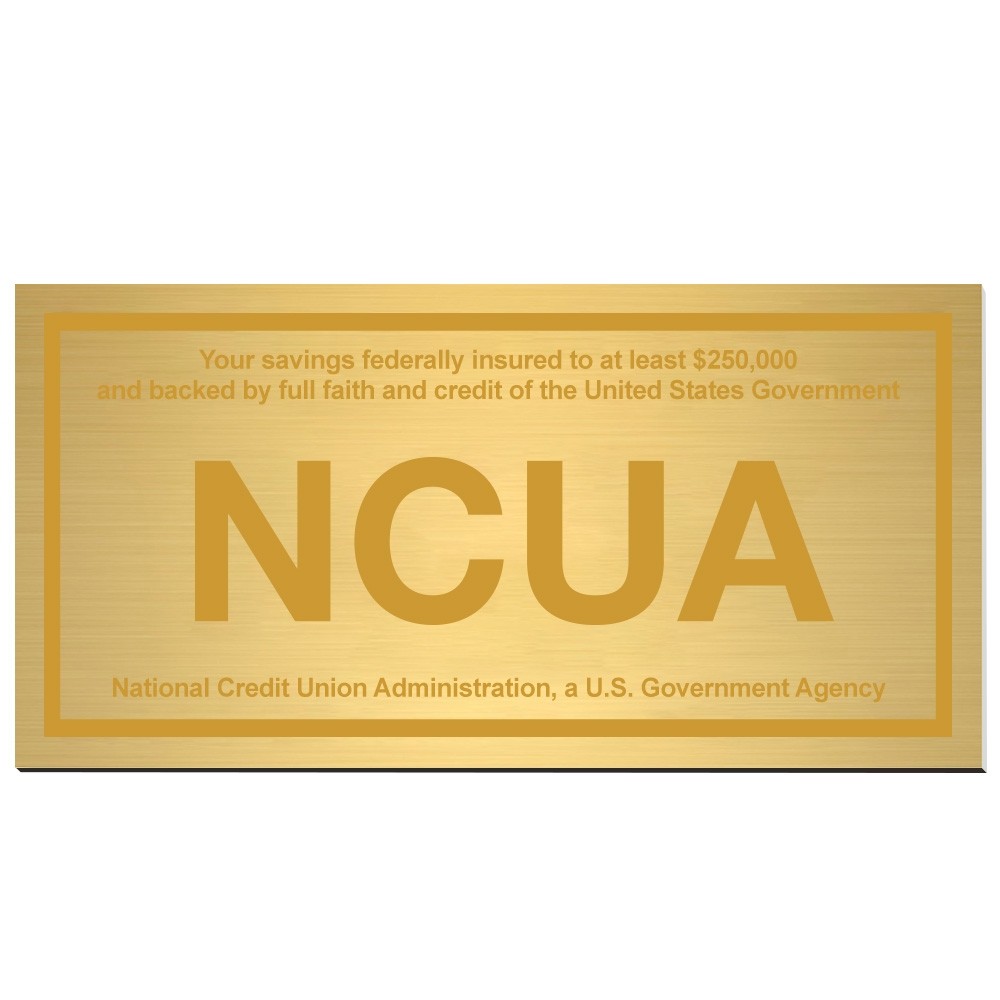 Wall Plate-NCUA - Brass - Natural Text - Adhesive Tape - 8W x 4H