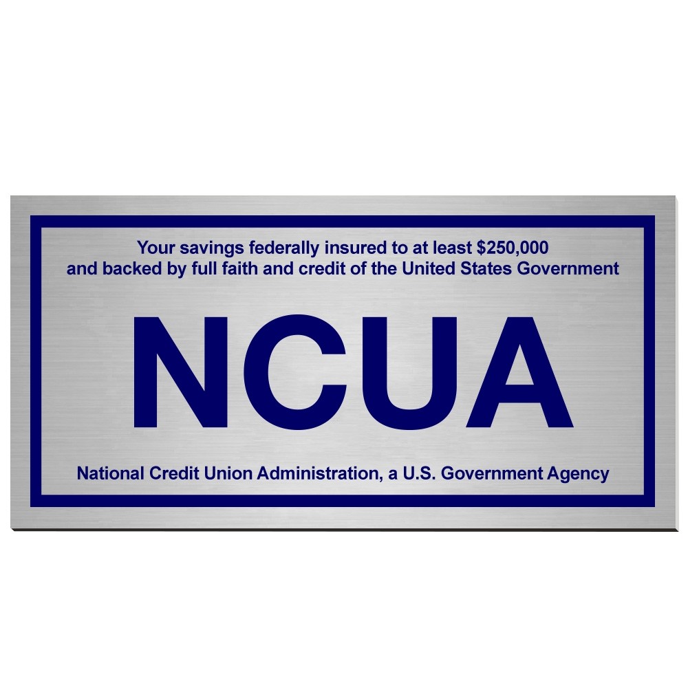 Wall Plate - NCUA - Blue/Silver - 8W x 4H - Adhesive Tape
