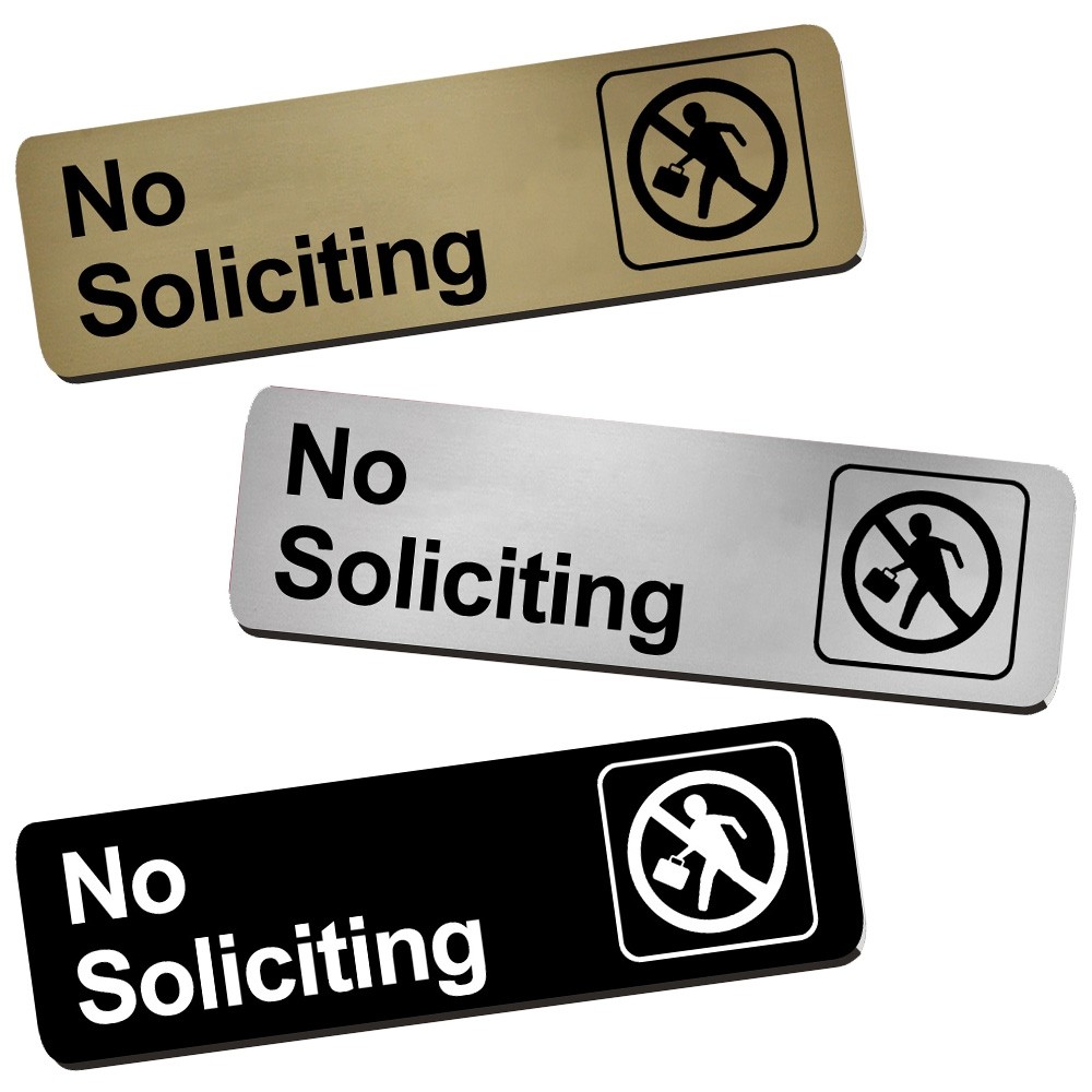 No Soliciting Sign w/ No Salesman Symbol - 10"W x 3"H