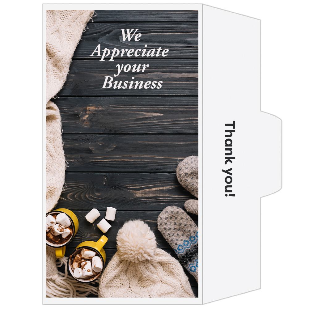 Full Color Pre-Designed Drive Up Envelope - Hot Cocoa, Side open Drive thru money envelopes 