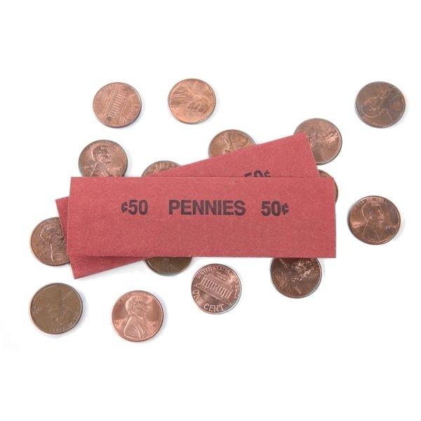 paper penny rolls,  flat coin wrappers, coin wrapping paper