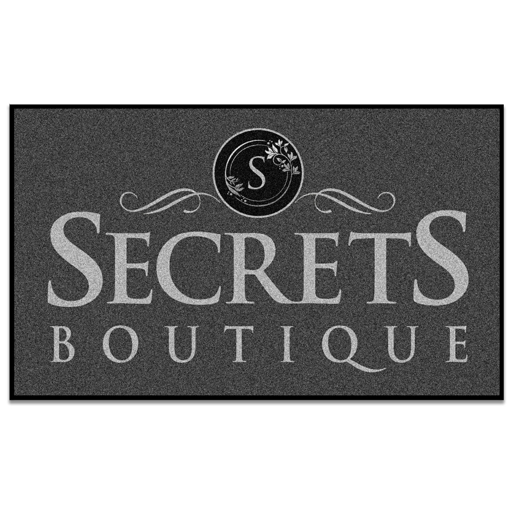 Custom Dyed Indoor Logo Mat - 18oz Carpet - Secrets Boutique Example