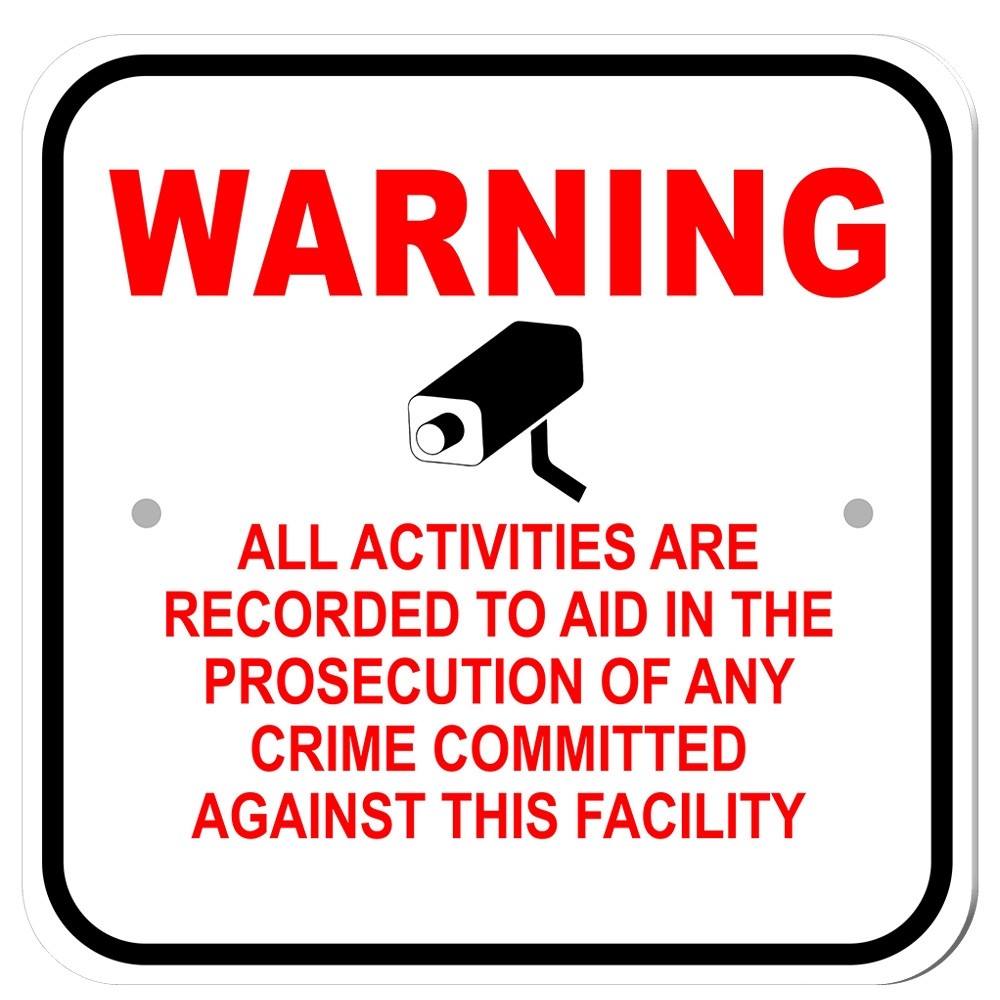 Warning Video Recorded Wall Sign - 12W x 12H