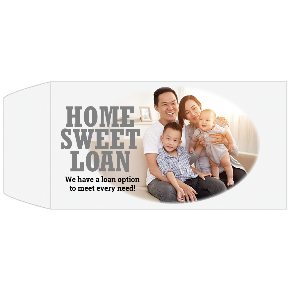 Full Color Pre-Designed Drive Up Envelope - Family Loan, Wide open end bank envelopes for cash