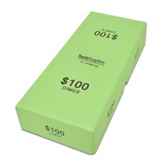 Chipboard Rolled Coin Storage Boxes for Bank Wrapped Rolls - Green - Dime - $100