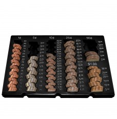 Self Counting Loose Coin Tray in Black shown in used with coin (not included)