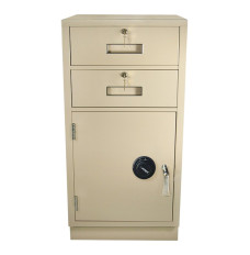 Fenco Pedestal with Limited Access Money Dropshown with key locking L-handle and mechanical combination Front View
