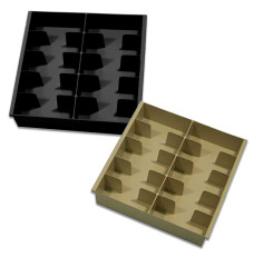Fenco Plastic Money Trays - Black and Champagne next to each other 